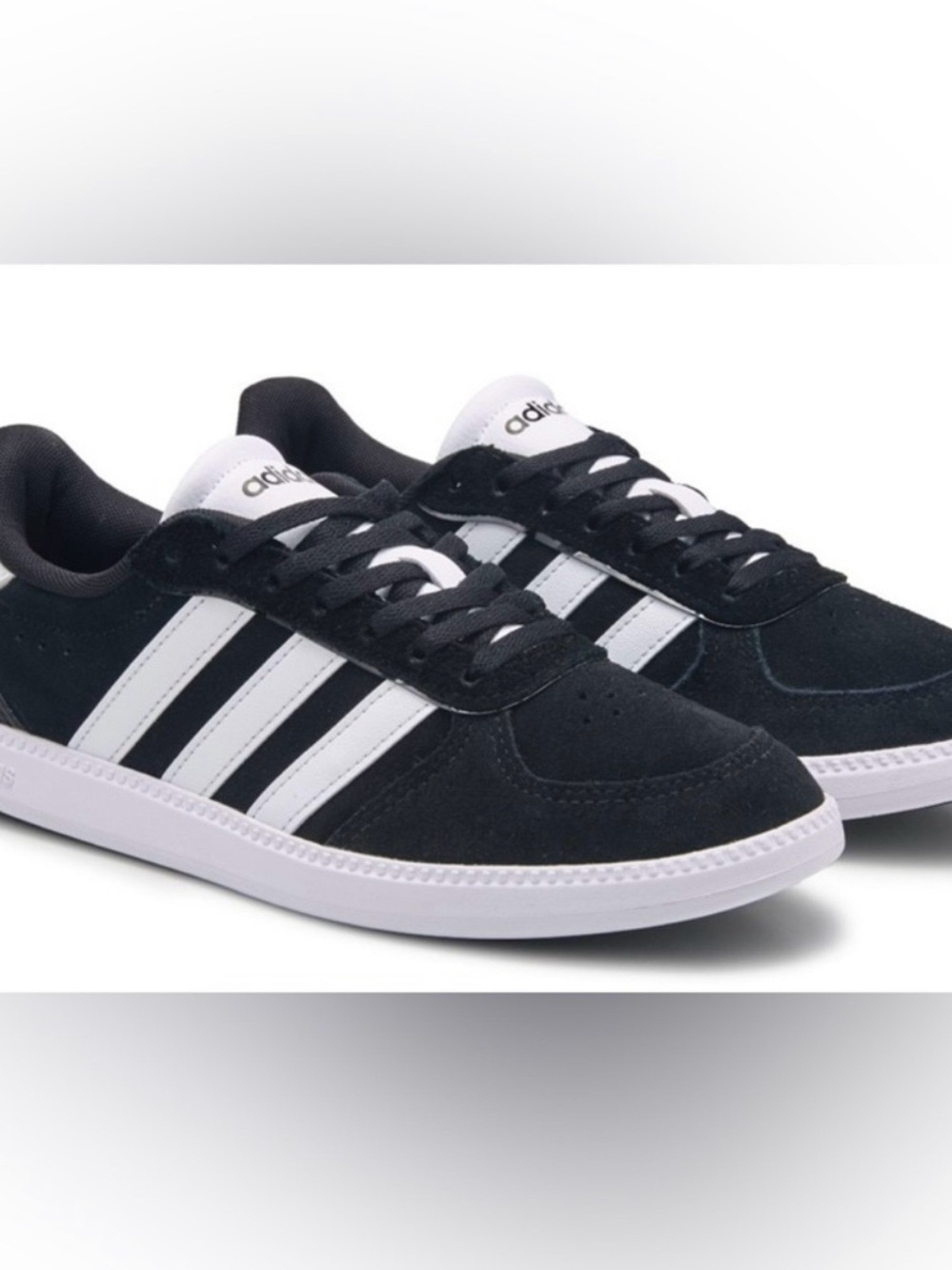 Woman’s adidas Black and White Low-Top Suede Sneaker